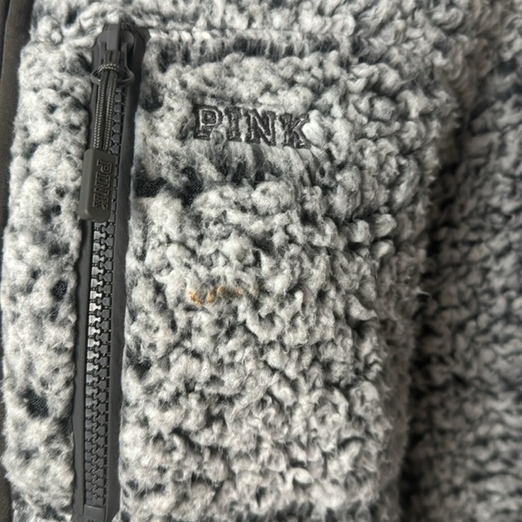 Victoria’s Secret PINK Women’s Gray Fleece/Sherpa Full Zip Jacket Sz M - Picture 2 of 6